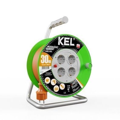 Kabeltrommel Verlängerungskabel 4x2P + PE Schuko IP20 16A 3x1,5 30m