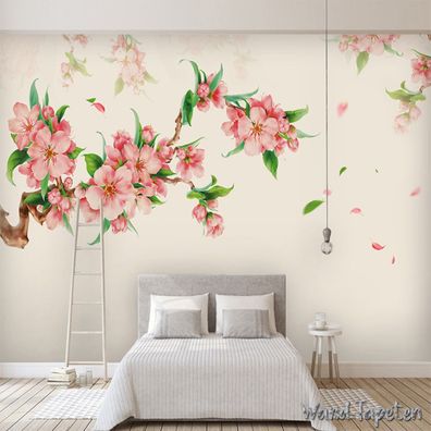 Vlies Fototapete Wandtapete Wandbilder Darstellung von Blumen und Vögeln 4169