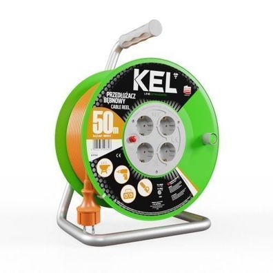 Kabeltrommel Verlängerungskabel 4x2P + PE Schuko IP20 16A 3x1,5 50m 3623