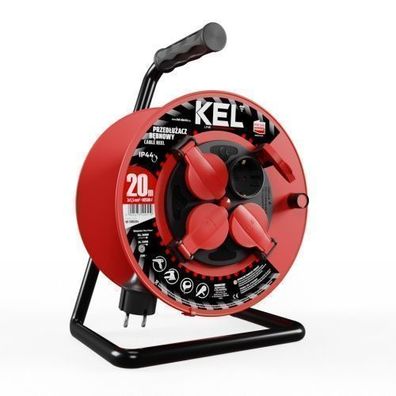 Kabeltrommel Verlängerungskabel 4x2P + PE Schuko IP44 16A 3x1,5 20m