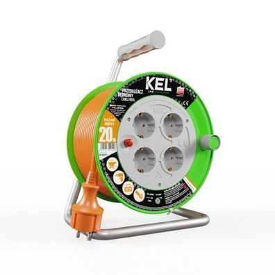 Kabeltrommel Verlängerungskabel 4x2P + PE Schuko IP20 16A 3x1,5 20m