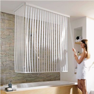 KLEINE WOLKE Eck-Duschrollo komplett, Badewannen-Spritzschutz 1,32 x 0,56m