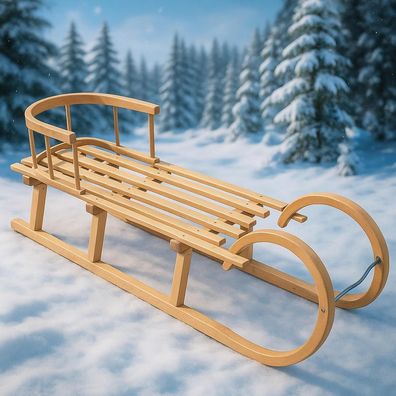 Best For Kids Hörnerrodel 120 cm mit Rückenlehne, Zugleine und robuster Bauweise