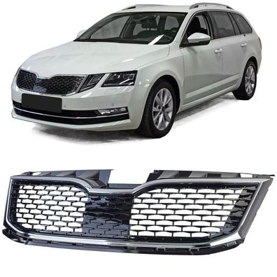 Sport Kühlergrill Schwarz Chrom passt für Skoda Octavia 5E Facelift 17-20