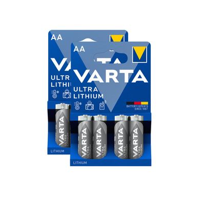 2x Varta ULTRA Lithium Batterien AA Mignon 1,5V Mignon 6106 LR6 4er Blister LR06