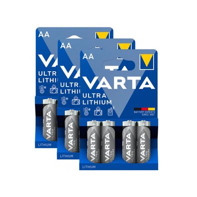 3x Varta ULTRA Lithium Batterien AA Mignon 1,5V Mignon 6106 LR6 4er Blister LR06
