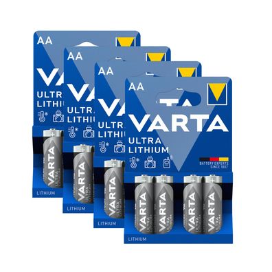 4x Varta ULTRA Lithium Batterien AA Mignon 1,5V Mignon 6106 LR6 4er Blister LR06