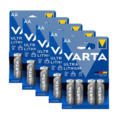 5x Varta ULTRA Lithium Batterien AA Mignon 1,5V Mignon 6106 LR6 4er Blister LR06