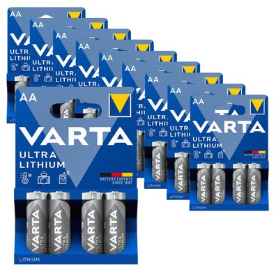 10x Varta ULTRA Lithium Batterien AA Mignon 1,5V Mignon 6106 LR6 4er Blister LR06