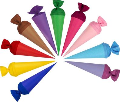 Geschwisterschultüten, rund, 20 Stück sortiert, 35 cm lang