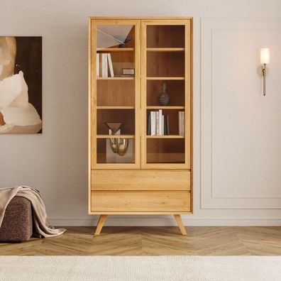 Holzvitrine Quatro, Massivholz Eiche