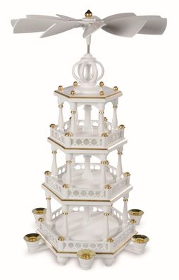 Tischpyramide unbestückt 3-stöckig weiß -gold (LxBxH):28x30x51cm NEU