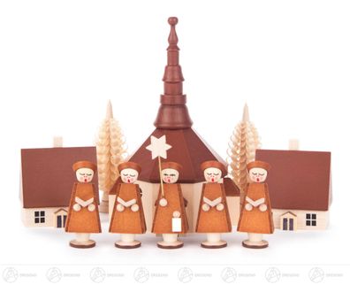 Kurrende mit Seiffener Dorf, natur (10) BxHxT 6 cmx11 cmx6 cm NEU Erzgebirge