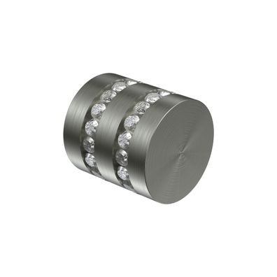 Interdeco Endstück Glitzer-Kappe Edelstahl-Optik für Gardinenstangen 20 mm Ø, 2 Stk