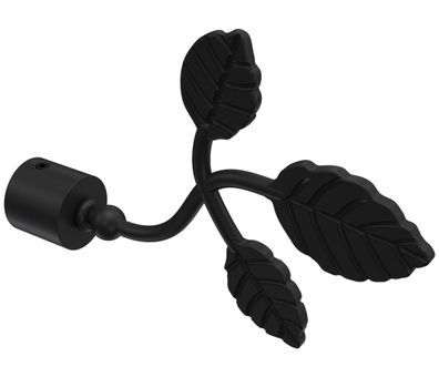 Endstück Blatt Schwarz für Gardinenstangen 16 mm Ø Interdeco, 2 Stk