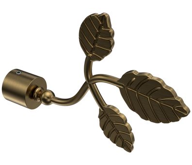 Interdeco Endstück Blatt Messing Antik für Gardinenstangen 16 mm Ø, 2 Stk