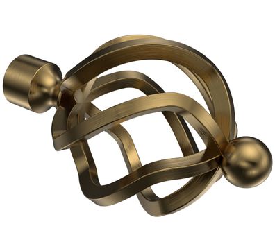 Interdeco Endstück Schmiedekugel Messing Antik für Gardinenstangen 16 mm Ø, 2 Stk