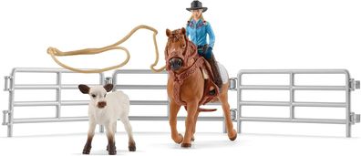 schleich 42577 Team Roping mit Cowgirl, für Kinder ab 3+ Jahren, FARM WORLD - Spielse
