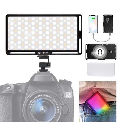 Moman LED Videolicht RGB mit Diffusor, Kameralicht, 3000K-6500K dimmbar, CRI96