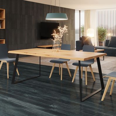 Delta-Tisch im Loft-Stil, Massivholz Eiche