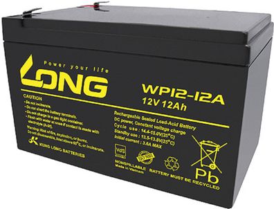Kung Long VdS WP12-12 12V 12Ah AGM Blei Accu Batterie wartungsfrei VdS battery