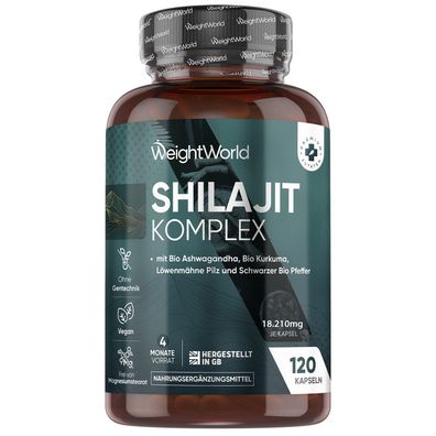 WeightWorld Shilajit Komplex 16.000mg - 120 vegane Kapseln für 4 Monate Vorrat