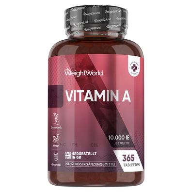 Augenvitamine - Vegane Vitamin A Tabletten - Retinol 10.000IE- 365 Tabletten