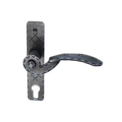 Baumanti Ulm Kurzschild Türdrücker Rahmengarnitur PZ 72mm Schmiedeeisen schwarz