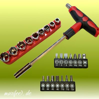 T-Griff-Steckschlüssel-Set inkl. 9 Stecknüsse und 14 Bits Art.-Nr. 21173