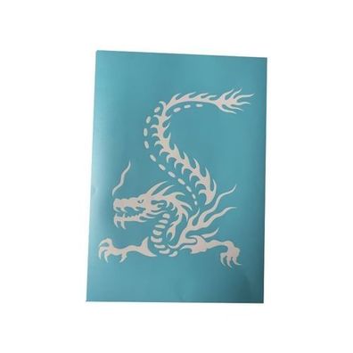 Airbrush Klebeschablone Schablone Set Drache 19 Mask blau transparent A4/A3