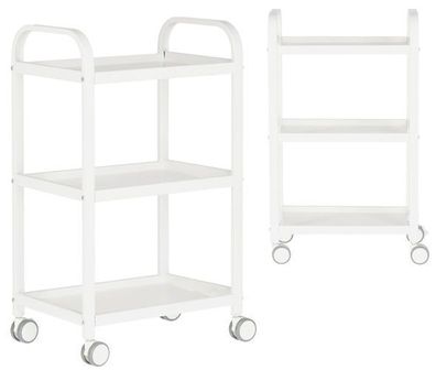 Mobiler Friseur- und Kosmetikwagen aus Stahl und Holz, Weiß, ST001W