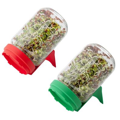 Sprossenglas 2er-Set Rot + Grün á 720 ml - Keimsprossen zuhause ziehen