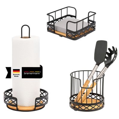 bremermann Küchenutensilien 3er Set Küchenhelfer und Serviettenhalter aus Metall