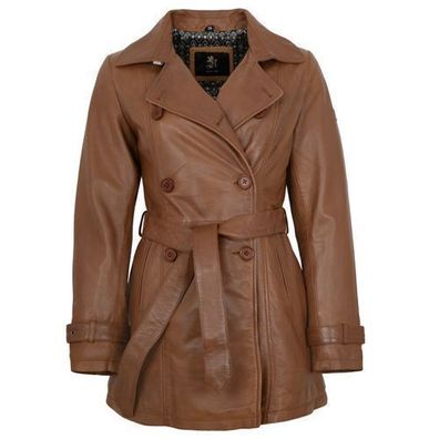 OTTO KERN - Damen Echtleder Ledermantel Trenchcoat Lammnappa hellbraun