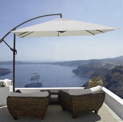 Ampelschirm - beige UV50+ eckig 2,50x2,50m Schirmständer eckig Alugestell grau