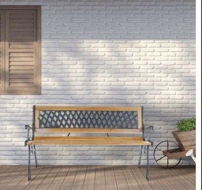 Parkbank Barcelona Kunststoff Rückenlehne und Holzlatten 126 x 52 x 73cm Bank