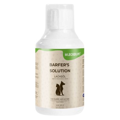 500 - 3000 ml Lecker. Pet® Barfer's Solution 100 % Lachsöl für Hunde & Katzen
