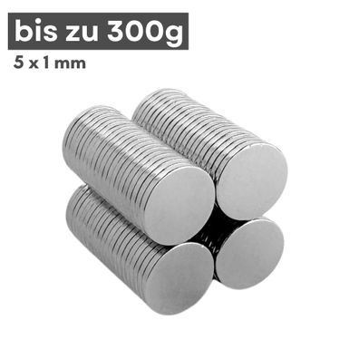 50 Stück Neodym Magnet Ø 5mm x 1mm - Starker Scheibenmagnet - N42 Supermagnet - Hohe