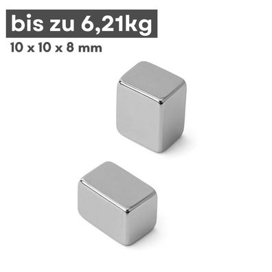 20 Stück Neodym Magnet 10mm x 10mm x 8mm - N42 Supermagnet - Quadermagnete - Hohe Haf