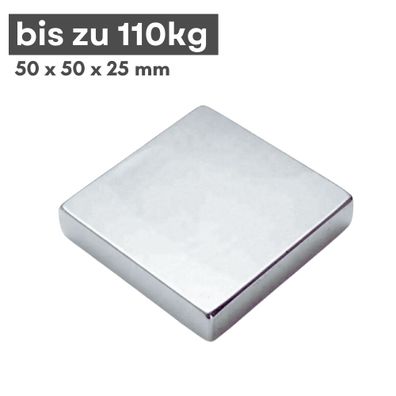 5 Stück Neodym Magnet 50mm x 50mm x 25mm - N38 Supermagnet - Quadermagnete - Hohe Haf