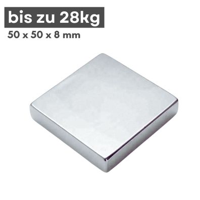 1 Stück Neodym Magnet 50mm x 50mm x 8mm - N38 Supermagnet - Quadermagnete - Hohe Haft
