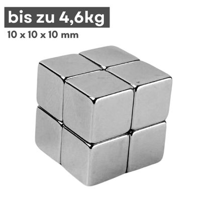 3 Stück Neodym Magnet 10mm x 10mm x 10mm Supermagnete hohe Haftkraft Würfelmagnete