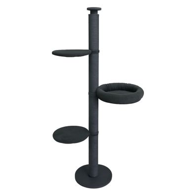 Active Cats Kratzbaum Domestic, Schwarz - Deckenspanner mit 3 Schlafplätzen