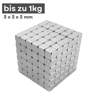 100 Stück Neodym Magnet 5mm x 5mm x 5mm Supermagnete hohe Haftkraft Würfelmagnete