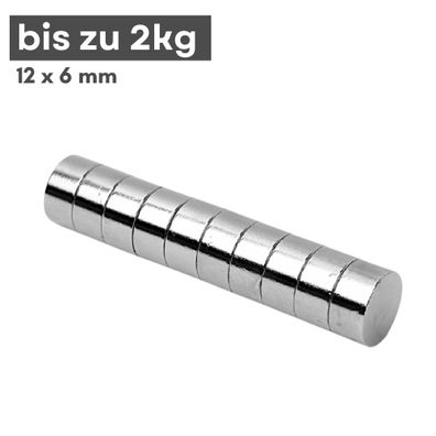 3 Stück Neodym Magnet Ø 12mm x 6mm - Starker Scheibenmagnet - N38 Supermagnet - Hohe