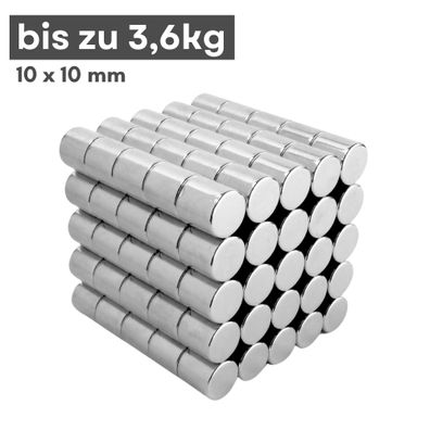 50 Stück Neodym Magnet Ø 10mm x 10mm - Starker Scheibenmagnet - N38 Supermagnet - Hoh