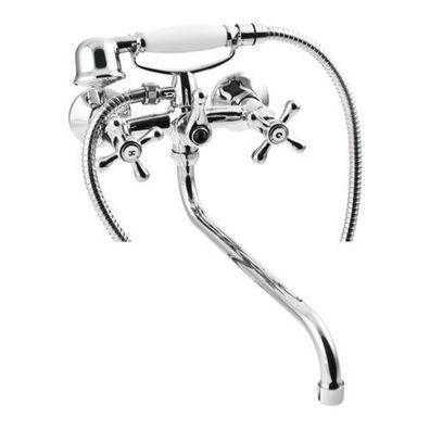 Set Badewannenarmatur Wasserhahn ROMA Wannenarmatur für Badezimmer in Silber