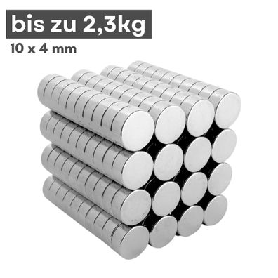 1000 Stück Neodym Magnet Ø 10mm x 4mm - Starker Scheibenmagnet - N38 Supermagnet - Ho