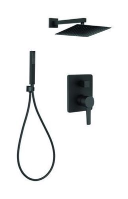 Komplettes Duschsystem Glamour Unterputz Armatur Wasserhahn mit Kopfbrause in Schwarz