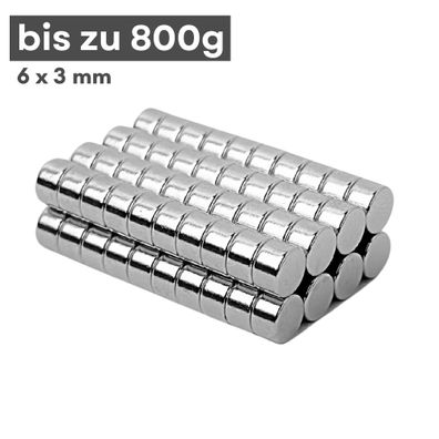 50 Stück Neodym Magnet Ø 6mm x 3mm - Starker Scheibenmagnet - N38 Supermagnet - Hohe